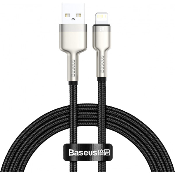 Фото - Кабель синхронизации данных Baseus Cafule Metal USB-Lightning 1m Black (CALJK-A01)
