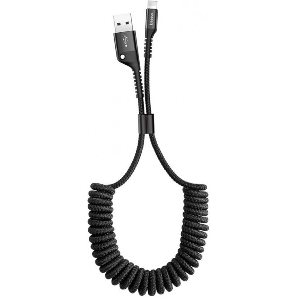 Фото - Кабель синхронизации данных Baseus Fish Eye Spring Data USB to Lightning 1m Black (CALSR-01)