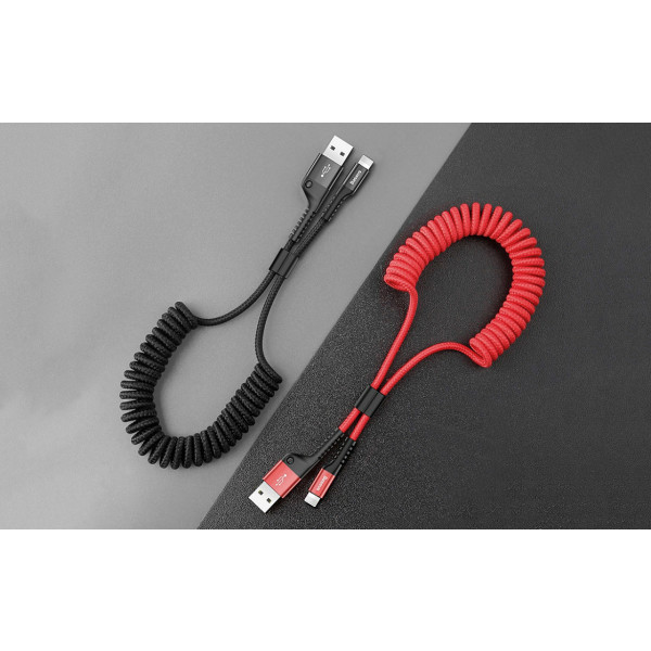 Фото - Кабель синхронизации данных Baseus Fish Eye Spring Data USB to Lightning 1m Black (CALSR-01)