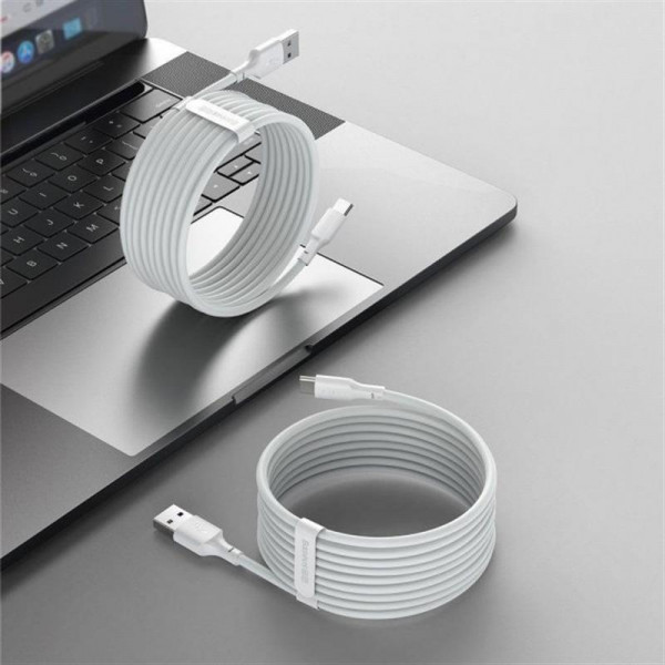 Фото - Кабель синхронизации данных Baseus Simple Wisdom USB-USB-C 1.5m White (TZCATZJ-02)