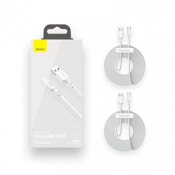 Фото - Кабель синхронизации данных Baseus Simple Wisdom USB-USB-C 1.5m White (TZCATZJ-02)