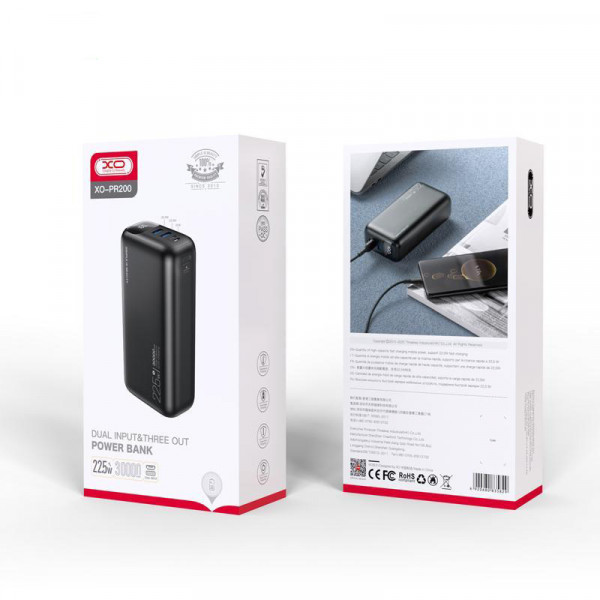Фото - Батарея мобильная XO 30000 mAh 22.5W (PR200-BK)