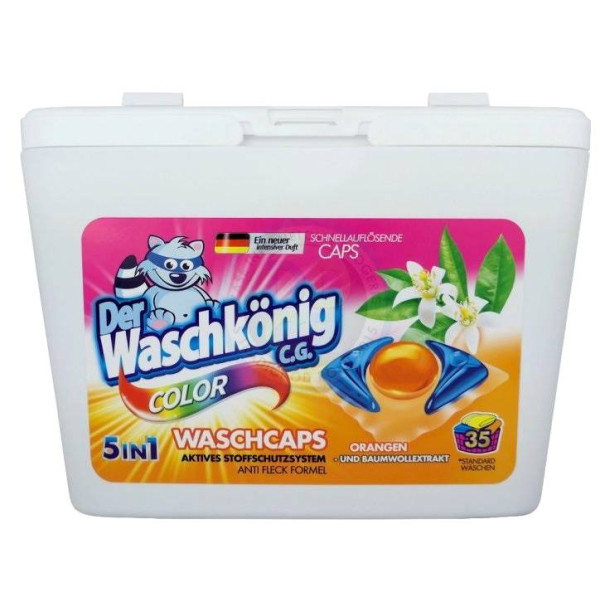 Фото - Капсулы для стирки Waschkonig Color Orangen & Baumwollextrakt 35 шт. (4260418934427)