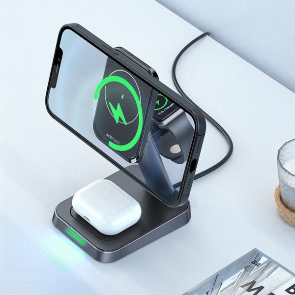 Фото - Беспроводное зарядное устройство AceFast Wireless QI 3in1 18W E3 (6974316280903)