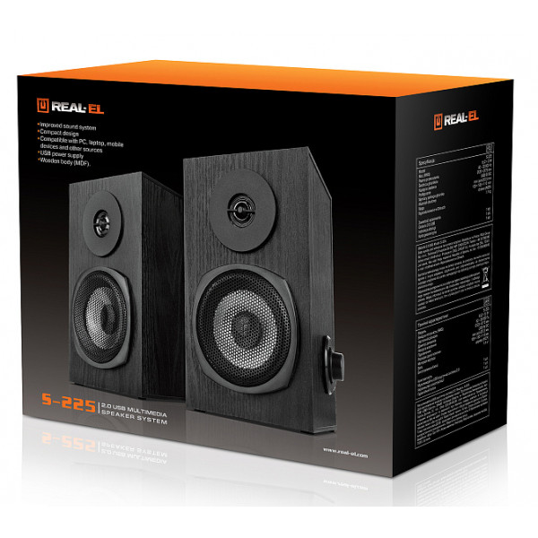 Фото - Уценка - Компьютерная акустика компактная 2.0 REAL-EL S-225 Black