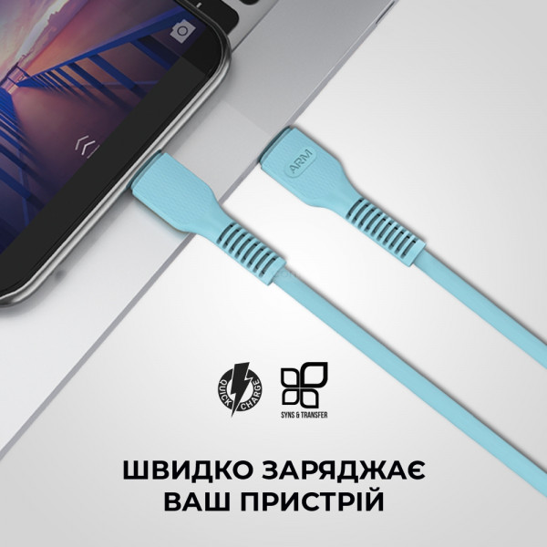 Фото - Кабель синхронизации данных Armorstandart AR88 Type-C to Lightning 3A 1m Blue (ARM65288)