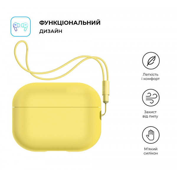 Фото - Чехол для наушников Armorstandart Silicone Case with straps for Apple Airpods Pro 2 Yellow (ARM68619)