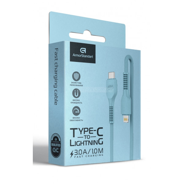 Фото - Кабель синхронизации данных Armorstandart AR88 Type-C to Lightning 3A 1m Blue (ARM65288)