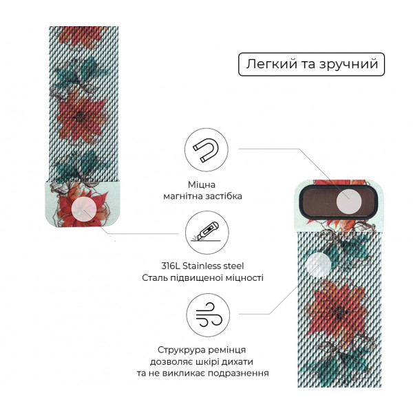 Фото - Ремешок для смарт-часов Armorstandart Milanese Loop for Apple Watch All Series 38-40mm Flowers Fuchsia (ARM52959)