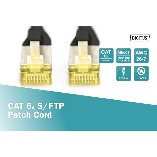 Фото - Кабель патч-корд Digitus CAT 6a S-FTP 1 м Black (DK-1644-A-010/BL)