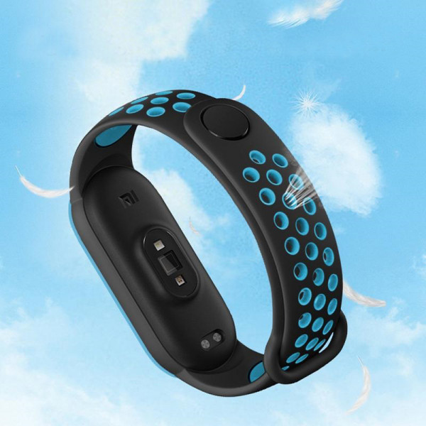 Фото - Ремешок для фитнес-браслета BeCover Vents Style for Xiaomi Mi Smart Band 7 Black-Blue (710503)