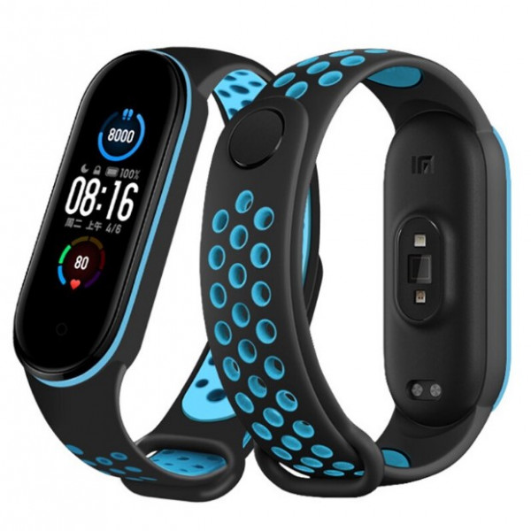 Фото - Ремешок для фитнес-браслета BeCover Vents Style for Xiaomi Mi Smart Band 7 Black-Blue (710503)