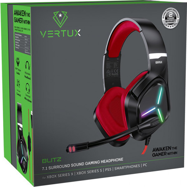 Фото - Гарнитура проводная игровая Vertux Blitz.Red