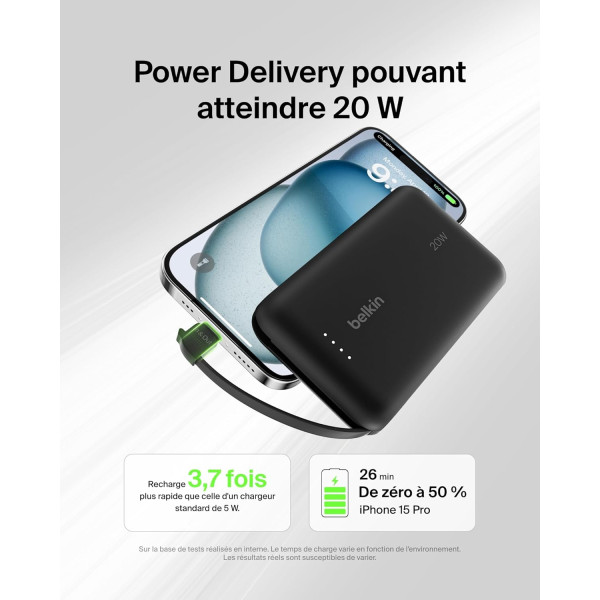 Фото - Батарея мобильная Belkin 10000мА·год, 20Вт +USB-C Black (BPB021HQBK)