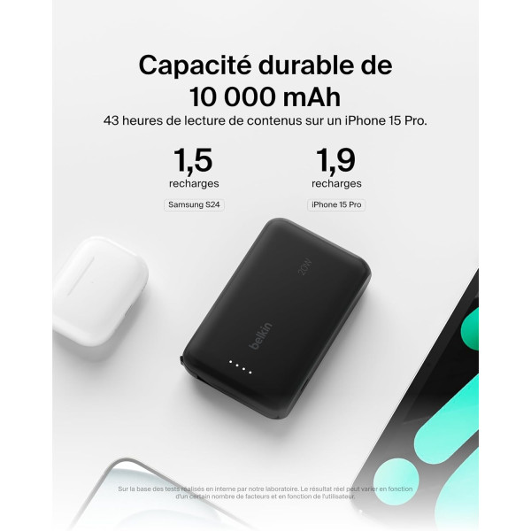Фото - Батарея мобильная Belkin 10000мА·год, 20Вт +USB-C Black (BPB021HQBK)