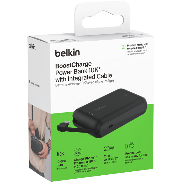 Фото - Батарея мобильная Belkin 10000мА·год, 20Вт +USB-C Black (BPB021HQBK)