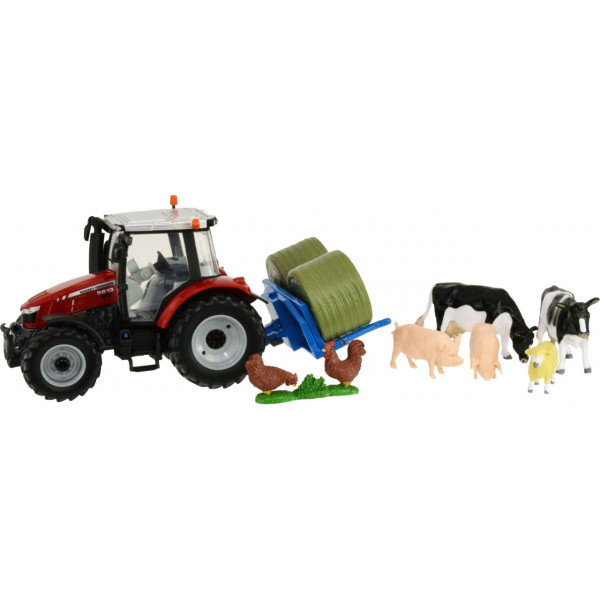 Фото - Наземная спецтехника Britains Модель трактора Massey Ferguson 5612 с вилами и фигурками 1:32 (43205)
