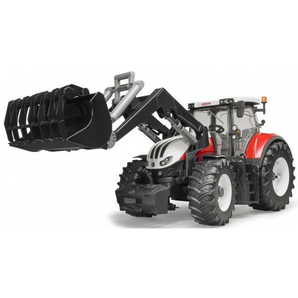 Фото - Наземная строительная техника BRUDER Трактор Steyr 6300 Terrus с погрузчиком красно-белый, М1:16