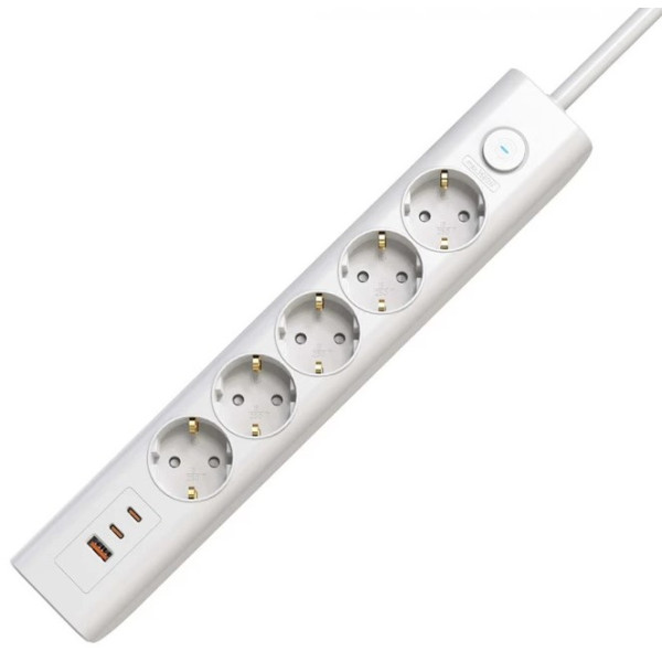 Фото - Сетевой фильтр Electrum 5 розеток 3 м с выключателем и 2 Type-C + USB (C-ES-1991)