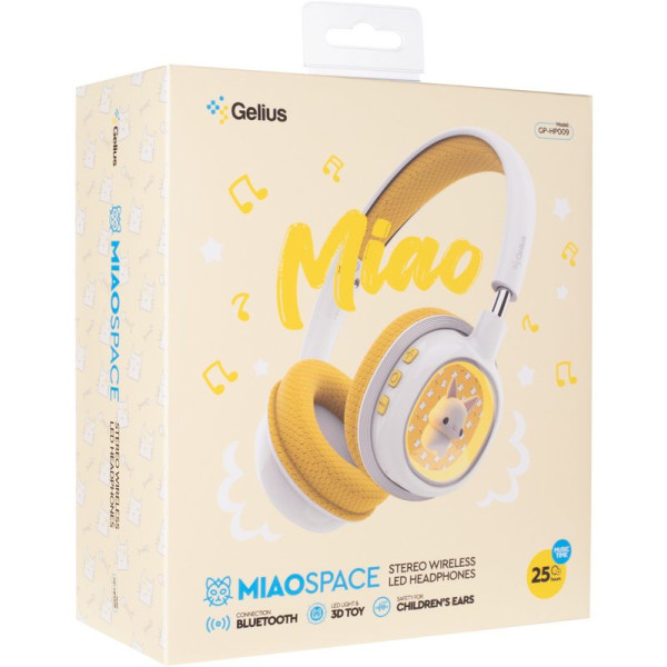 Фото - Наушники накладные беспроводные Gelius MIAOSpace GP HP-009 White/Yellow (101291)