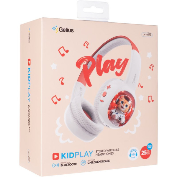 Фото - Наушники накладные беспроводные Gelius KIDPlay GP HP-010 White/Red (101292)