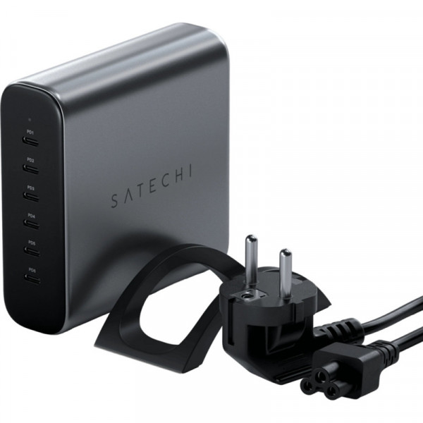 Фото - Сетевое зарядное устройство Satechi 200W USB-C 6-Port PD GaN Charger Space Gray (ST-C200GM-EU)