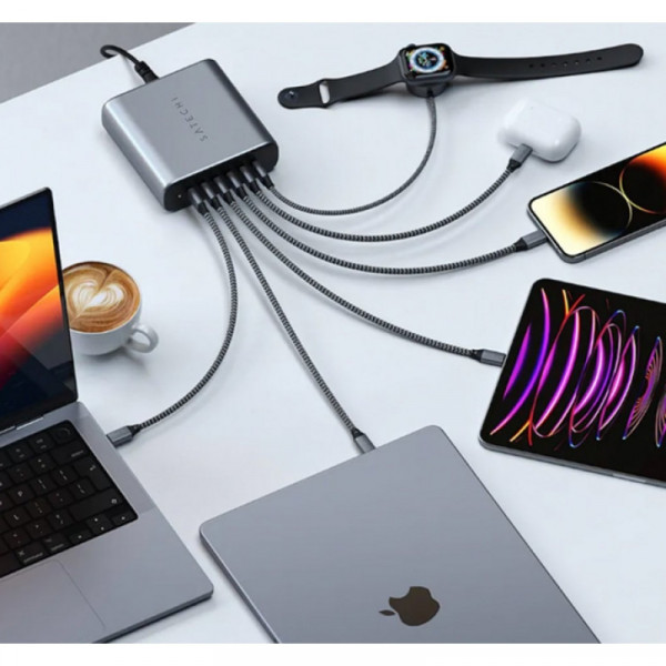 Фото - Сетевое зарядное устройство Satechi 200W USB-C 6-Port PD GaN Charger Space Gray (ST-C200GM-EU)