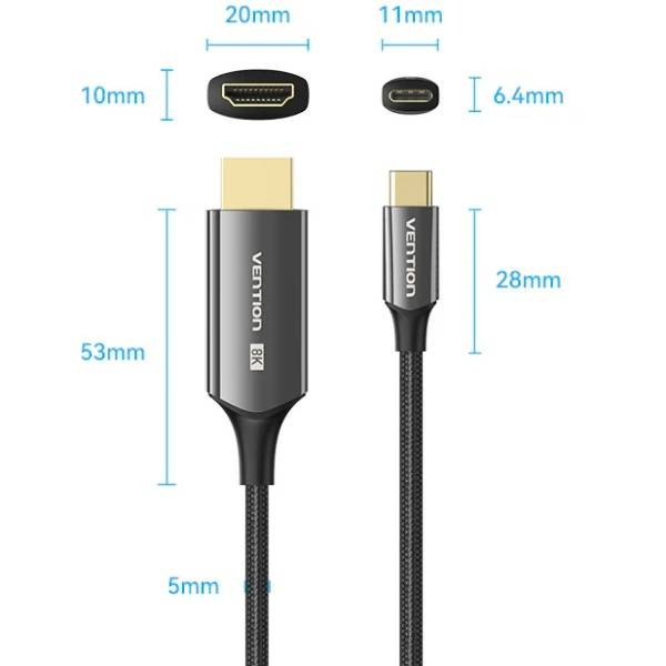 Фото - Кабель синхронизации данных Vention USB 3.1 Type-C M - HDMI M, 1.8m 8K 60 Гц (CRCBAC)