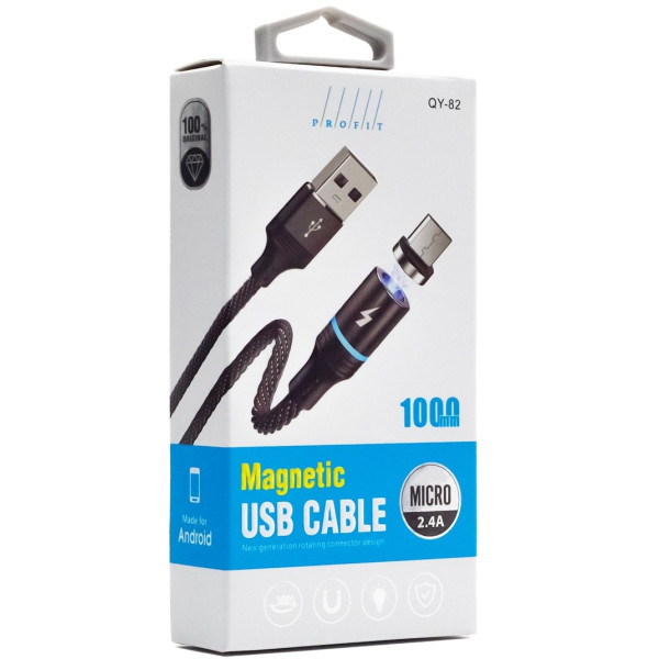 Фото - Кабель Profit QY-82 Magnetic Micro USB 1m 2,4A Black (000001369)