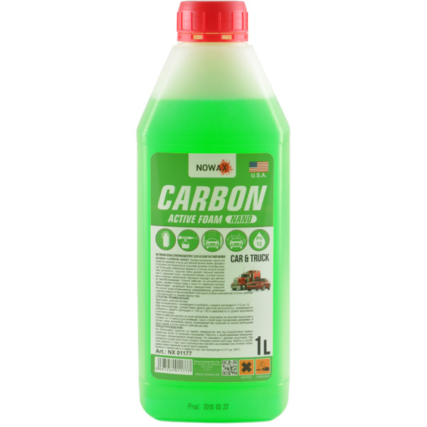 Фото - Пена для мойки авто NOWAX суперконцентрат для бесконтактной мойки CARBON NANO ACTIVE FOAM 1 л (NX01177)