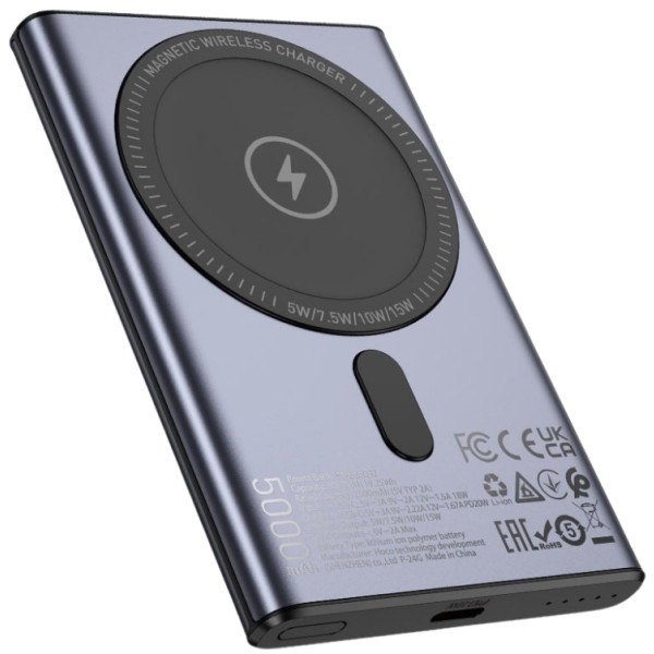 Фото - Батарея мобильная HOCO Q32 Bird PD20W Magnetic Wireless (5000 mAh) Metal Grey (714869)
