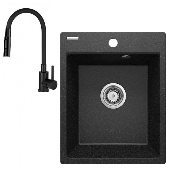 Фото - Мойка кухонная+смеситель Deante Corio ZRC_2103 + BOC_N74M, графит (ZRCE2103) Фото - Мойка кухонная+смеситель Deante Corio ZRC_2103 + BOC_N74M, графит (ZRCE2103)
