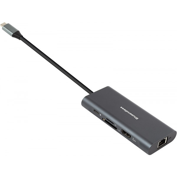 Фото - Хаб USB PowerPlant USB Type-C - 2xUSB 3.0, 1xUSB 2.0, 1xType C (PD), HDMI, SD, RJ45 (CA913497)