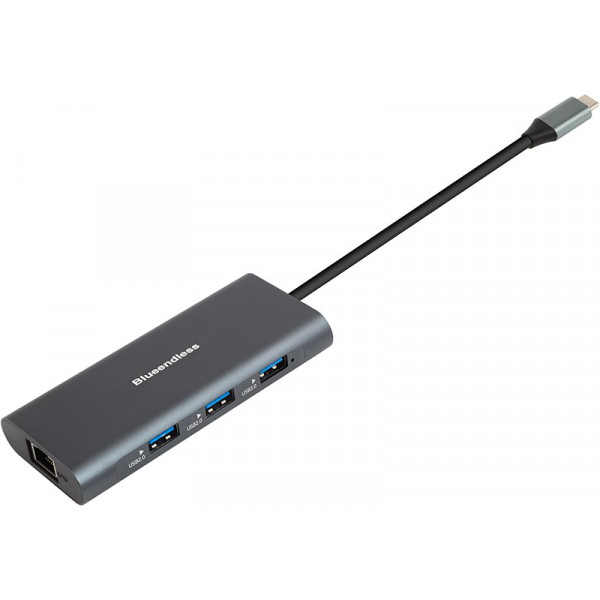 Фото - Хаб USB PowerPlant USB Type-C - 2xUSB 3.0, 1xUSB 2.0, 1xType C (PD), HDMI, SD, RJ45 (CA913497)