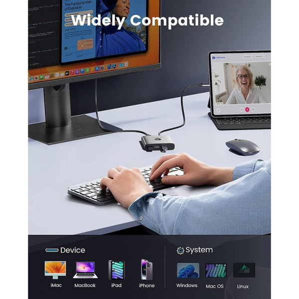 Фото - Хаб USB Orico Type-C 5-в-1 Docking Station (FAX3-5P-GY-EP)