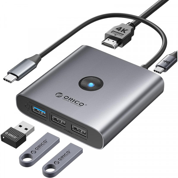 Фото - Хаб USB Orico Type-C 5-в-1 Docking Station (FAX3-5P-GY-EP)