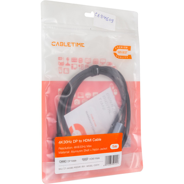 Фото - Кабель Cabletime DisplayPort - HDMI, 4K/30Hz, 1m (CD31H)