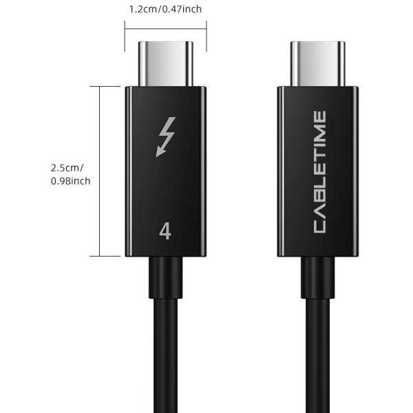 Фото - Кабель синхронизации данных Cabletime Thunderbolt 4 Type-C - Type-C 100W, 20V/ 5A 1m (CT40H)
