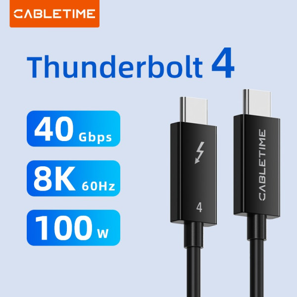 Фото - Кабель синхронизации данных Cabletime Thunderbolt 4 Type-C - Type-C 100W, 20V/ 5A 1m (CT40H)