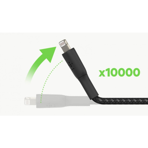 Фото - Кабель синхронизации данных Belkin USB-A - Lightning Braided 2m Black (CAA002BT2MBK)