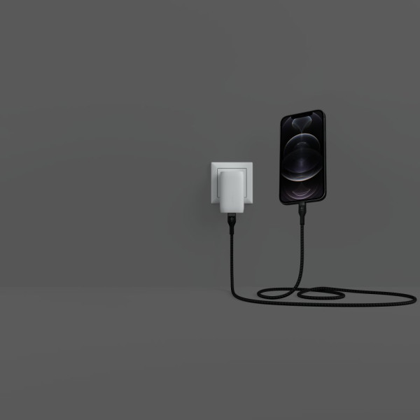 Фото - Кабель синхронизации данных Belkin USB-С - Lightning Braided Silicone 1m Black (CAA011BT1MBK)