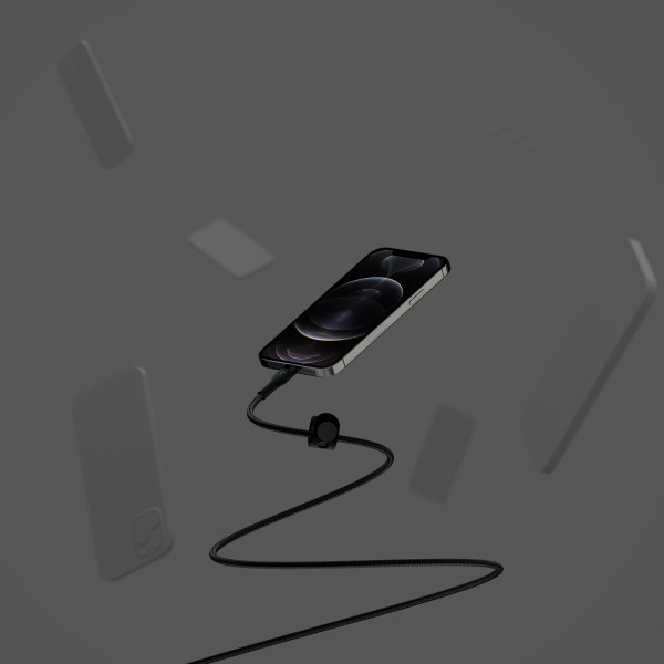 Фото - Кабель синхронизации данных Belkin USB-С - Lightning Braided Silicone 1m Black (CAA011BT1MBK)