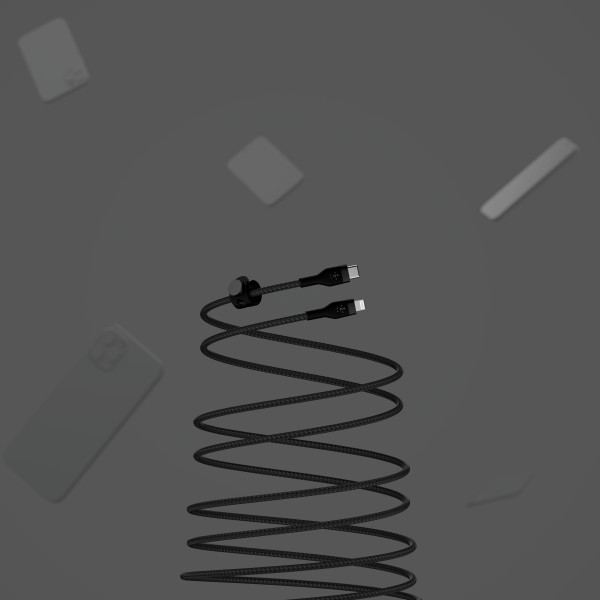 Фото - Кабель синхронизации данных Belkin USB-С - Lightning Braided Silicone 1m Black (CAA011BT1MBK)