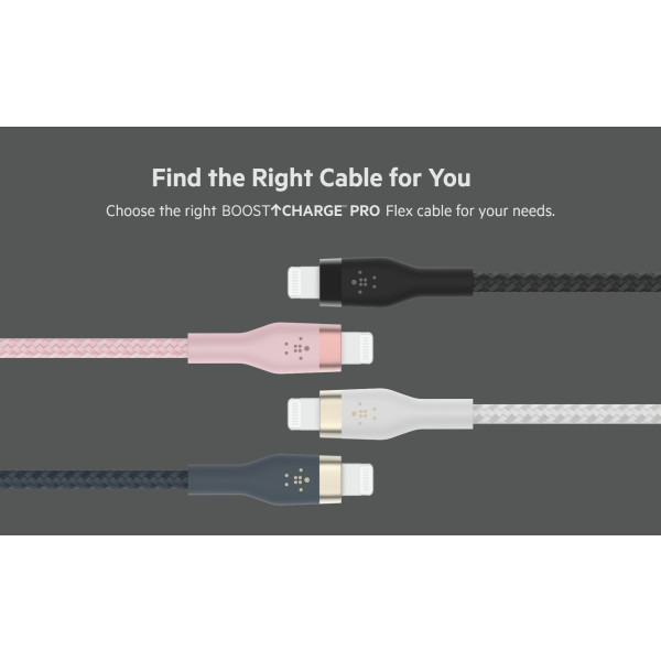 Фото - Кабель синхронизации данных Belkin USB-С - Lightning Braided Silicone 1m Black (CAA011BT1MBK)