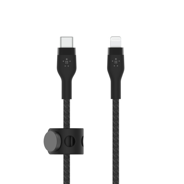 Фото - Кабель синхронизации данных Belkin USB-С - Lightning Braided Silicone 1m Black (CAA011BT1MBK)