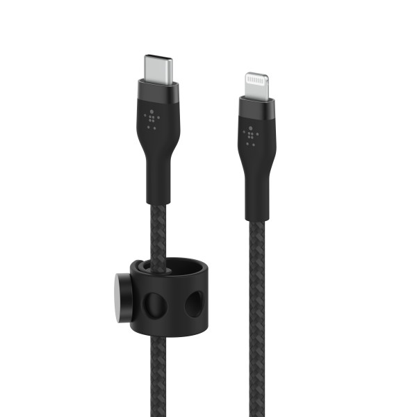 Фото - Кабель синхронизации данных Belkin USB-С - Lightning Braided Silicone 1m Black (CAA011BT1MBK)