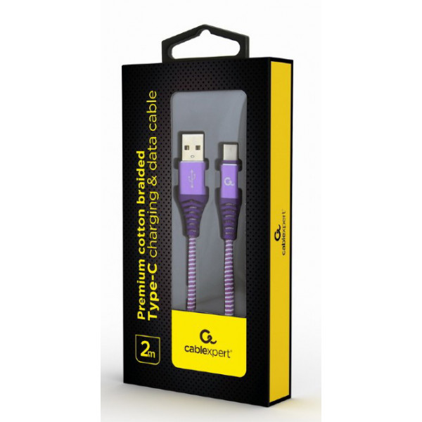Фото - Кабель синхронизации данных Cablexpert USB 2.0 - USB Type-C 2m Purple/White (CC-USB2B-AMCM-2M-PW)