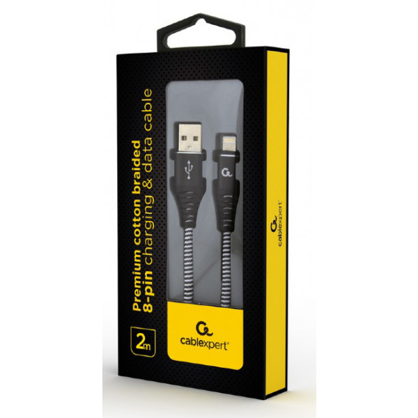 Фото - Кабель синхронизации данных Cablexpert USB 2.0 A - Lightning Premium 2m Black (CC-USB2B-AMLM-2M-BW)