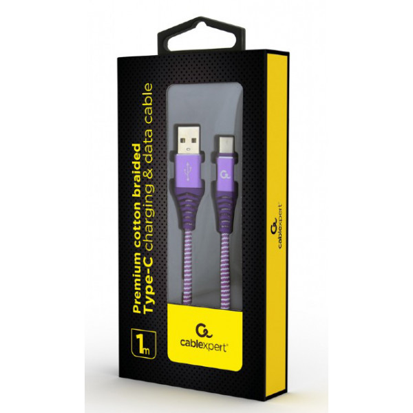 Фото - Кабель синхронизации данных Cablexpert USB 2.0 A - USB Type-C Premium 1m Violet  (CC-USB2B-AMCM-1M-PW)