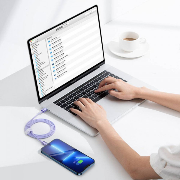 Фото - Кабель синхронизации данных Baseus Crystal Shine Series Fast Charging Data Cable Type-C to iP 20W 1.2m Purple (CAJY000205)